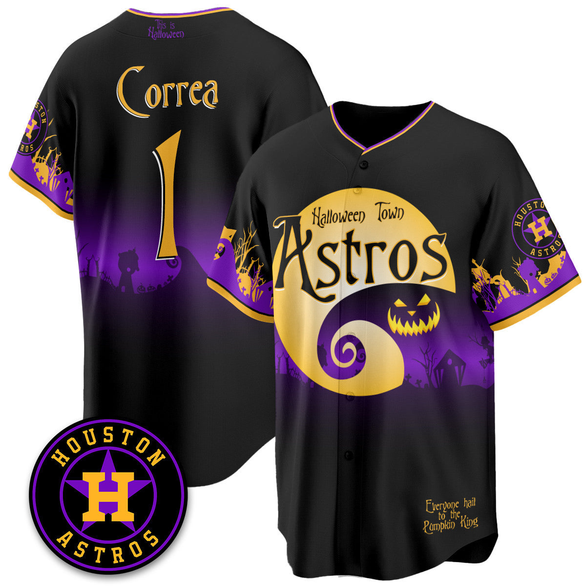 Houston Astros "Halloween Town" Limited Custom Jersey - Stitched