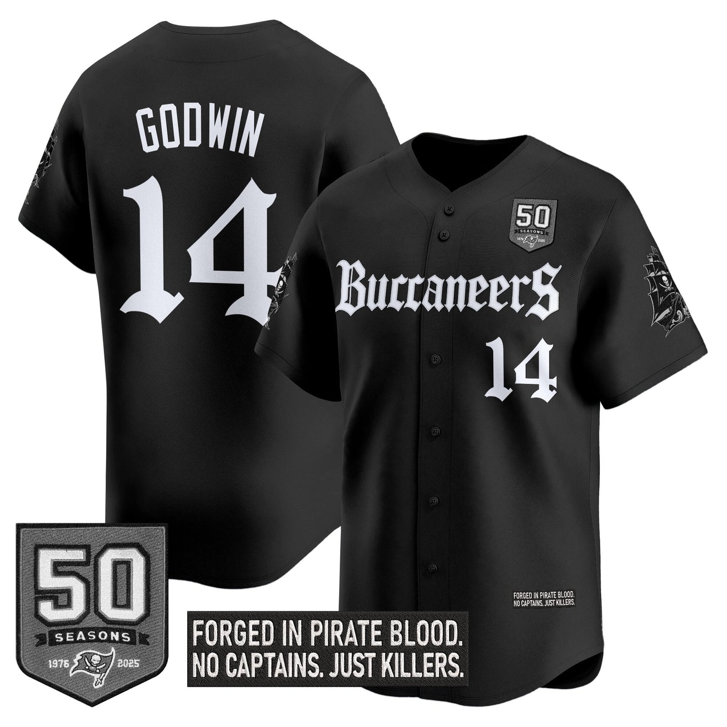 Men's Tampa Bay Buccaneers 'Gothic Pirate Shadows Edition' Vapor Baseball Jersey - All Stitched