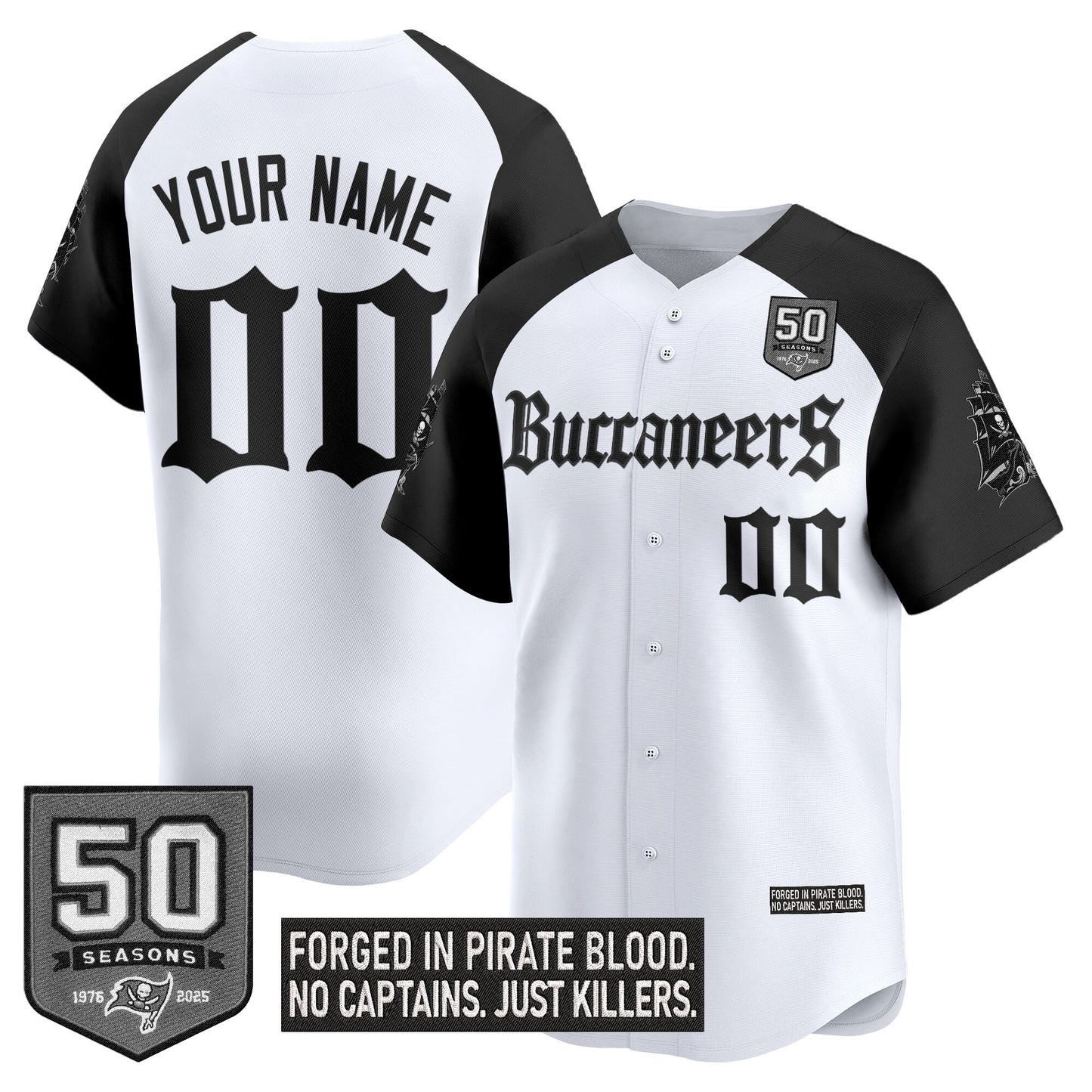 Tampa Bay Buccaneers 'Gothic Pirate Shadows Edition' Vapor Baseball Custom Jersey - All Stitched