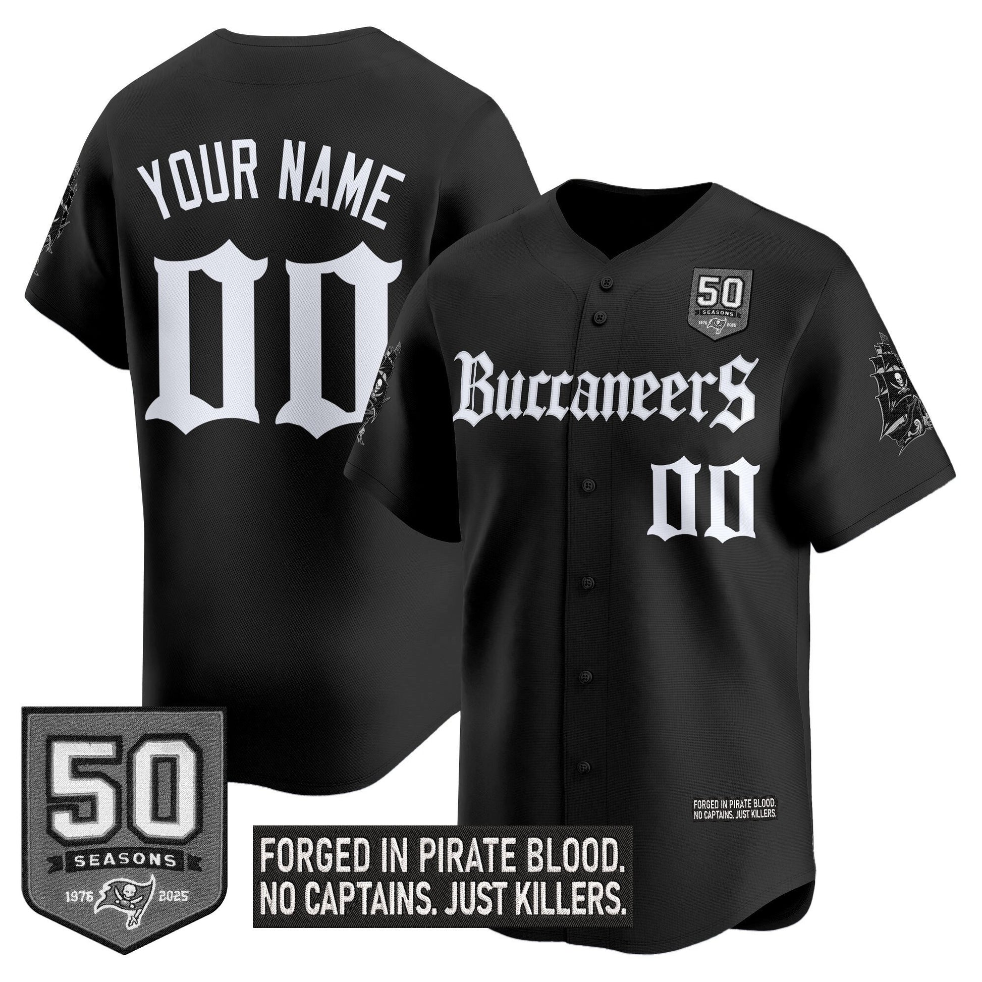 Tampa Bay Buccaneers 'Gothic Pirate Shadows Edition' Vapor Baseball Custom Jersey - All Stitched
