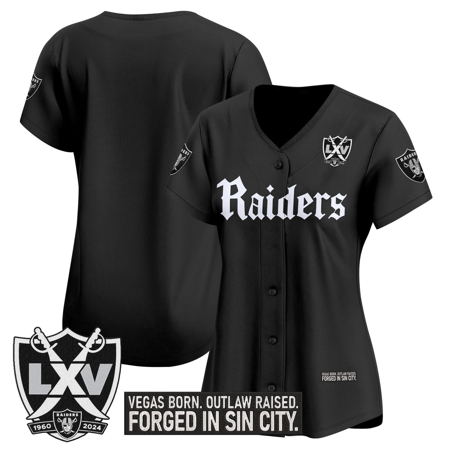 Women's Las Vegas Raiders 'Gothic Sin City Shadows Edition' Vapor Baseball Jersey - All Stitched