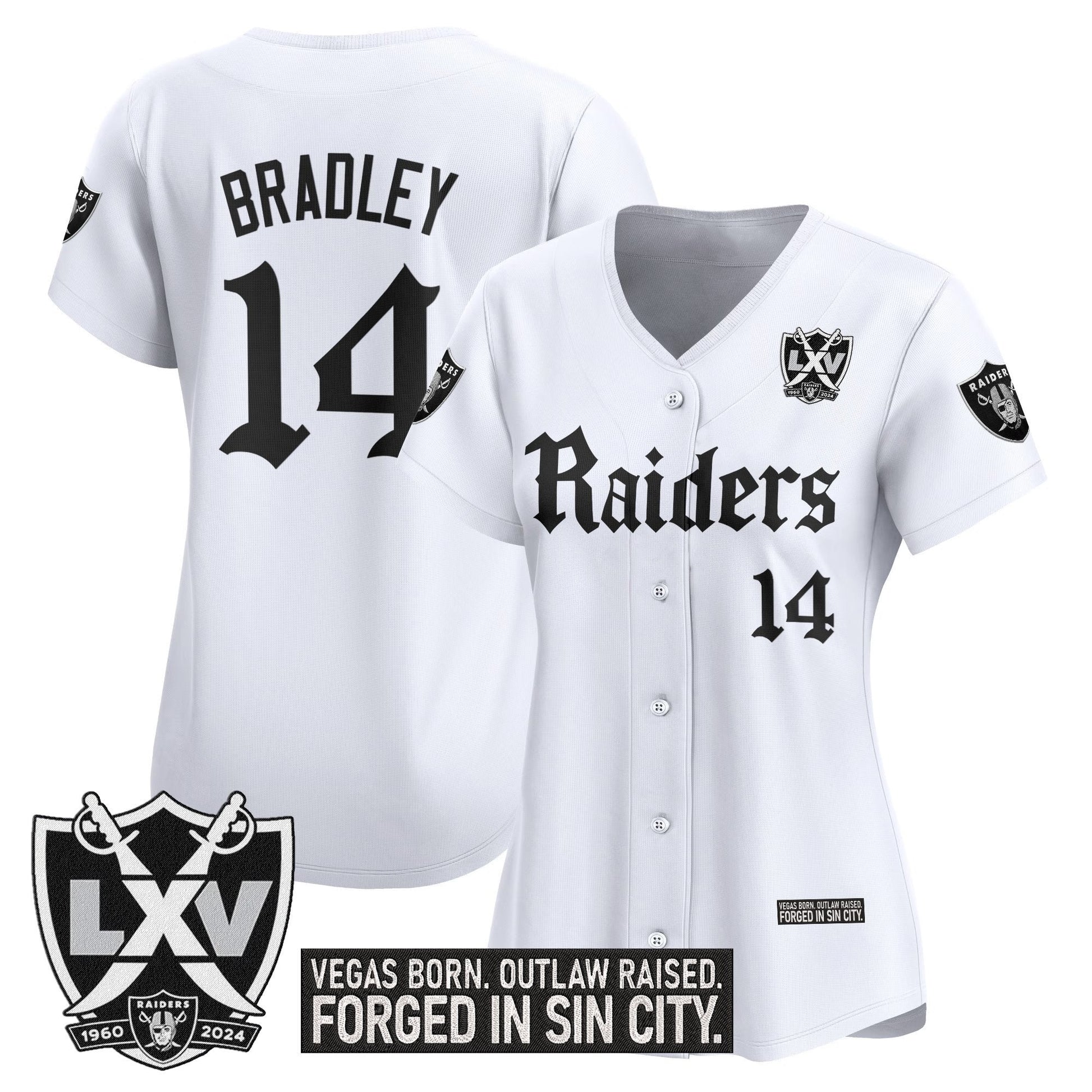Women's Las Vegas Raiders 'Gothic Sin City Shadows Edition' Vapor Baseball Jersey - All Stitched