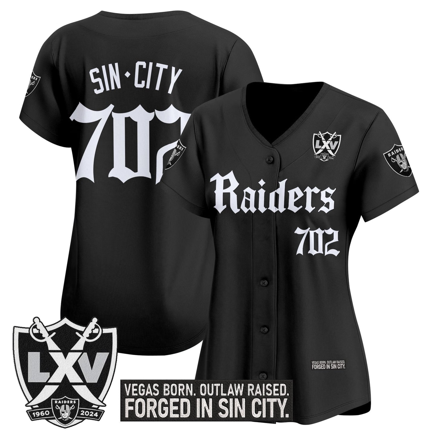 Women's Las Vegas Raiders 'Gothic Sin City Shadows Edition' Vapor Baseball Jersey - All Stitched