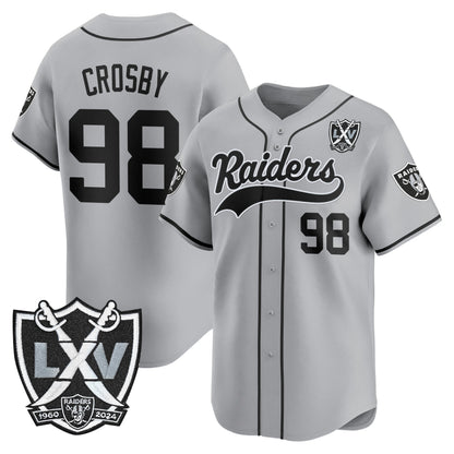Las Vegas Raiders 65th Anniversary Patch Vapor Baseball Jersey - All Stitched