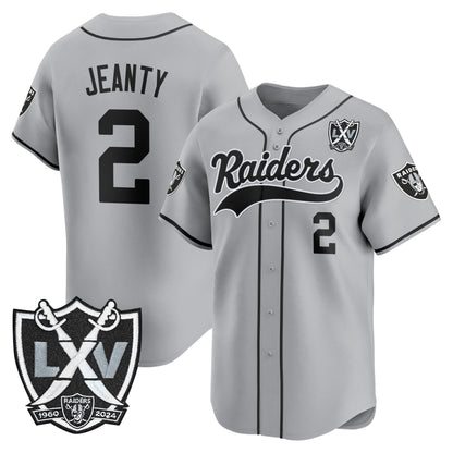 Las Vegas Raiders 65th Anniversary Patch Vapor Baseball Jersey - All Stitched