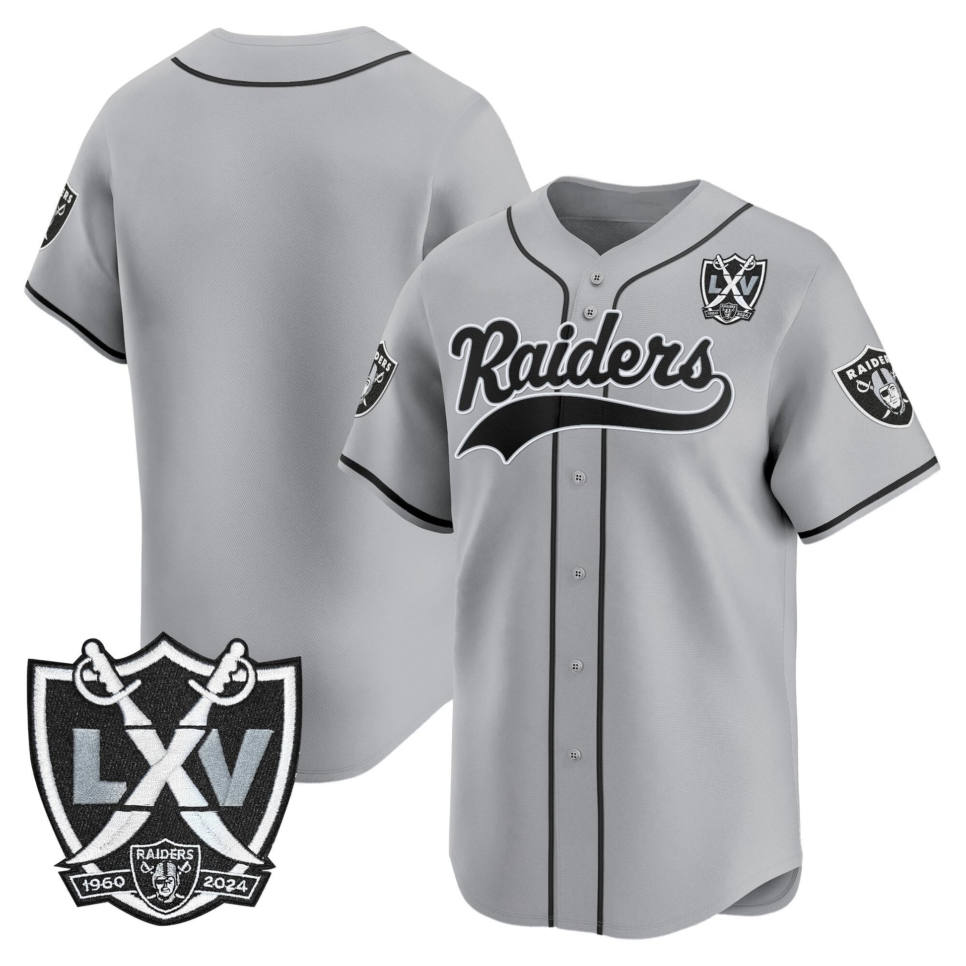 Las Vegas Raiders 65th Anniversary Patch Vapor Baseball Jersey - All Stitched