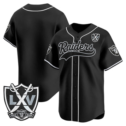 Las Vegas Raiders 65th Anniversary Patch Vapor Baseball Jersey - All Stitched