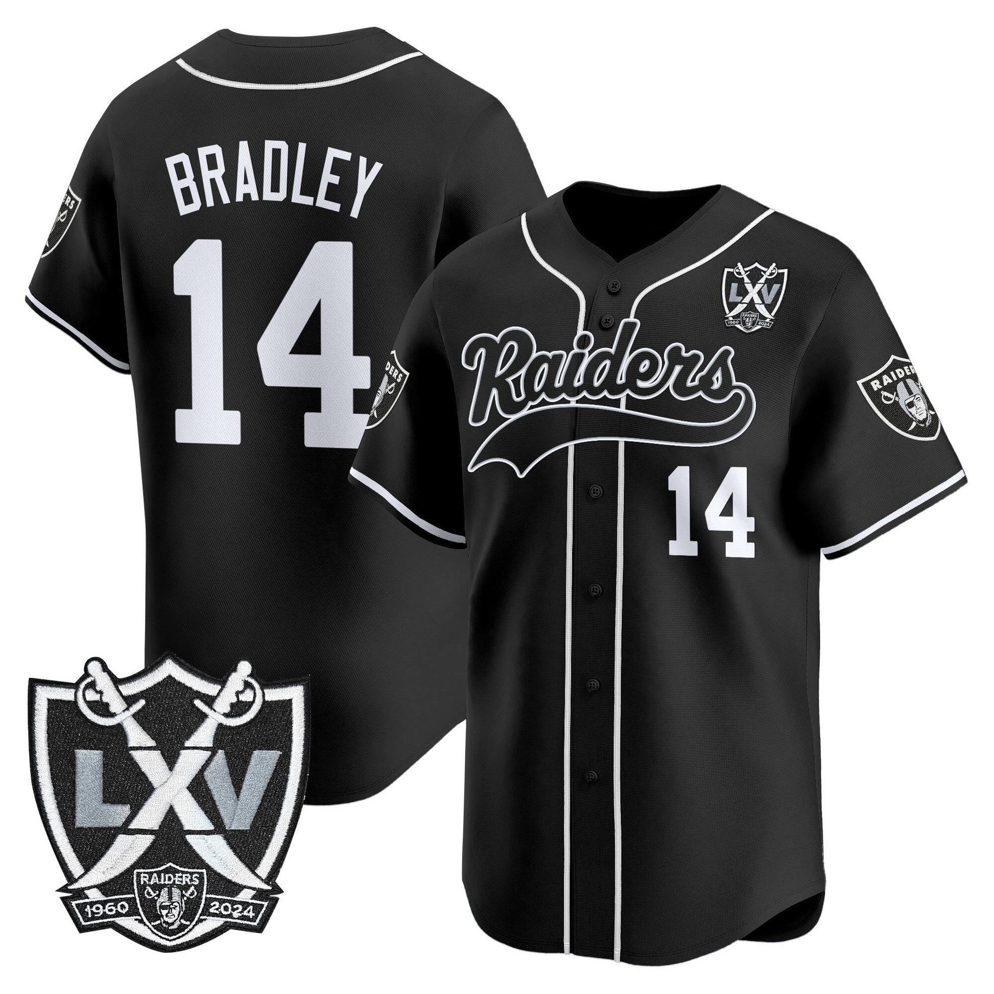 Las Vegas Raiders 65th Anniversary Patch Vapor Baseball Jersey - All Stitched