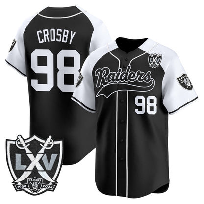 Las Vegas Raiders 65th Anniversary Patch Vapor Baseball Jersey - All Stitched