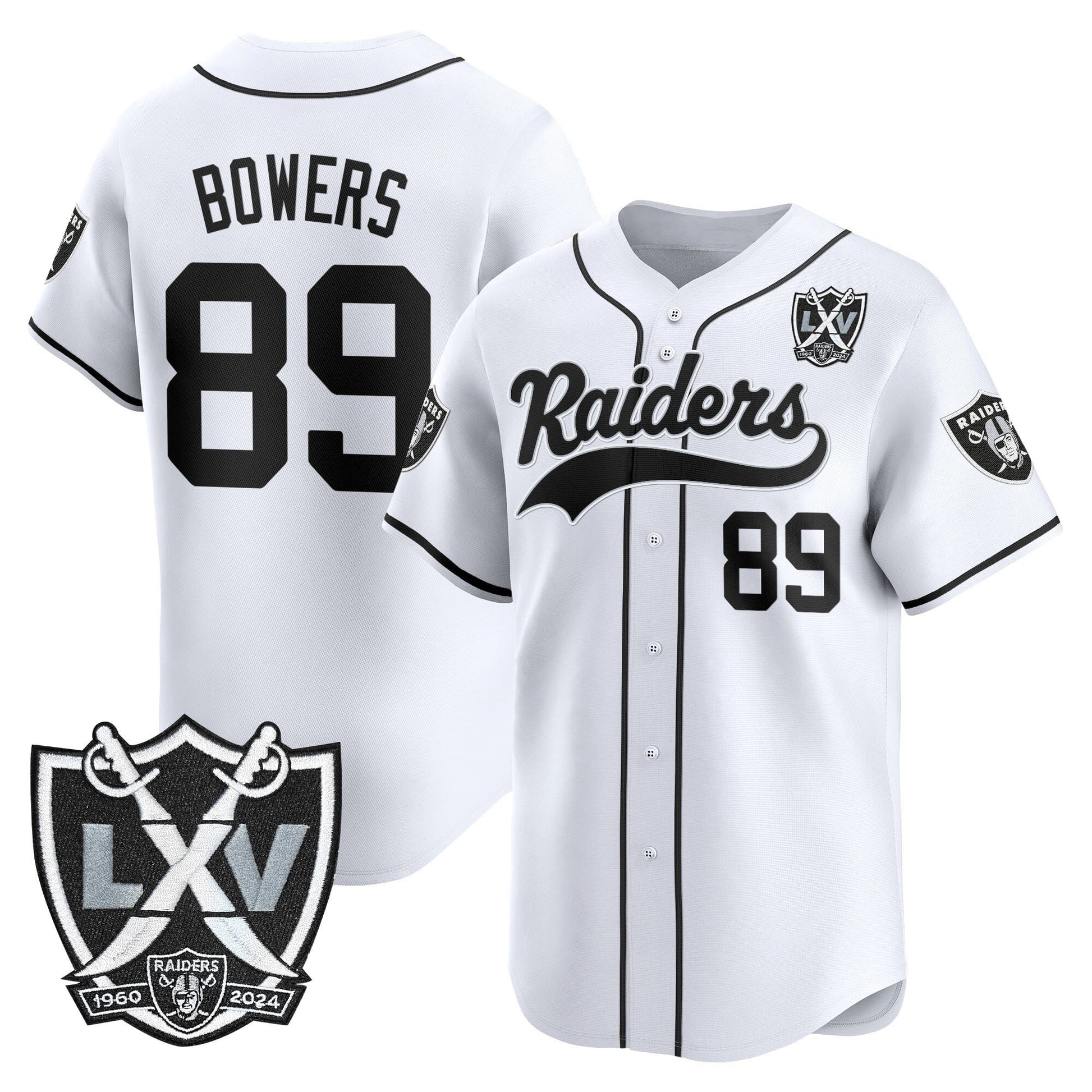 Las Vegas Raiders 65th Anniversary Patch Vapor Baseball Jersey - All Stitched