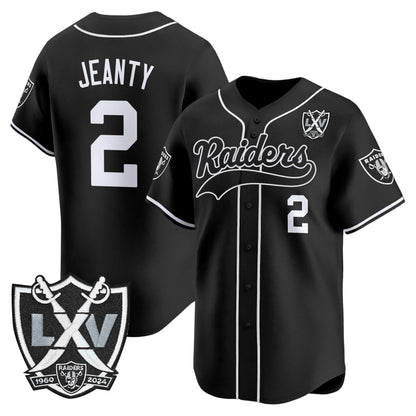Las Vegas Raiders 65th Anniversary Patch Vapor Baseball Jersey - All Stitched