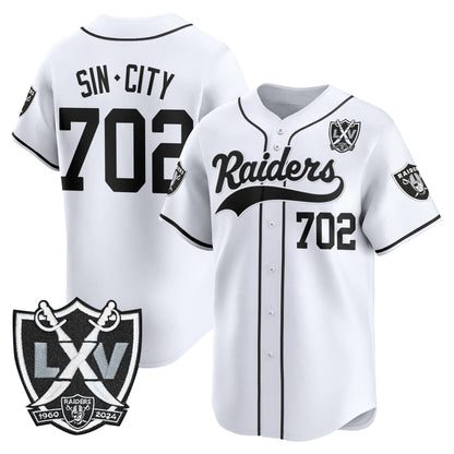 Las Vegas Raiders 65th Anniversary Patch Vapor Baseball Jersey - All Stitched
