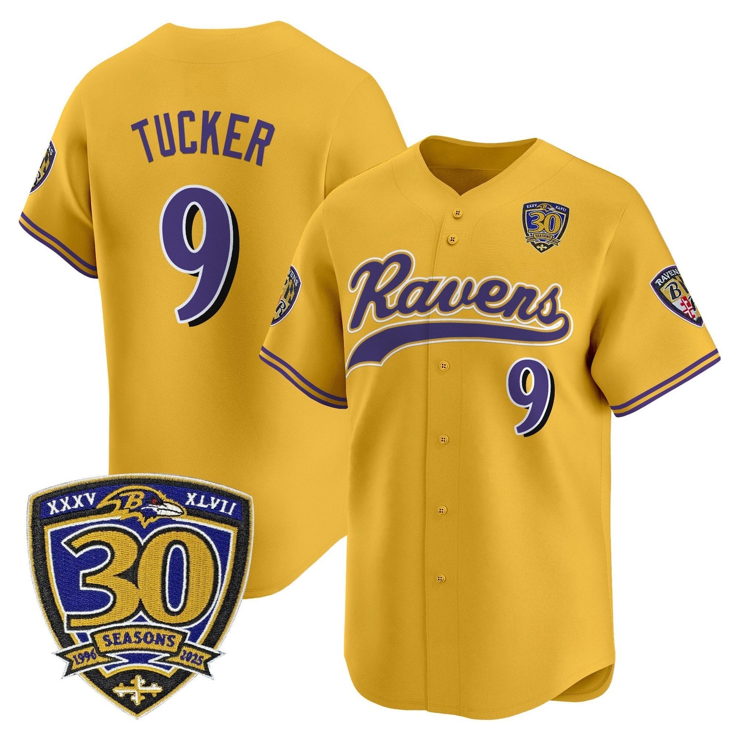 Men's Baltimore Ravens 2025 Vapor Baseball Jersey - 30th Anniversary Patch - All Stitched