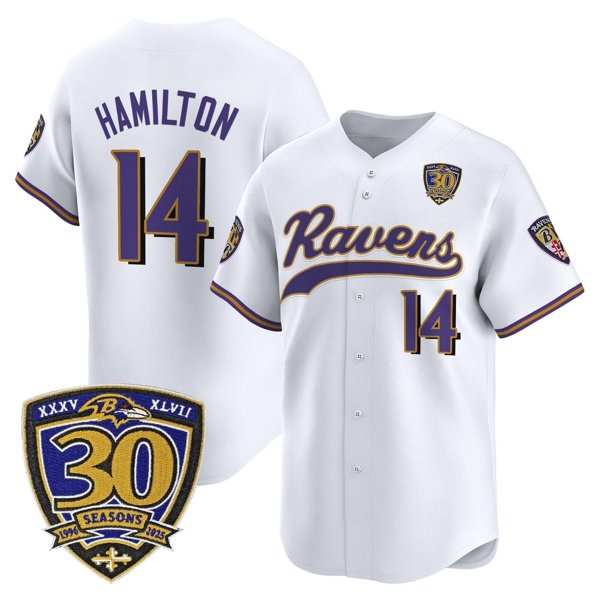 Men's Baltimore Ravens 2025 Vapor Baseball Jersey - 30th Anniversary Patch - All Stitched