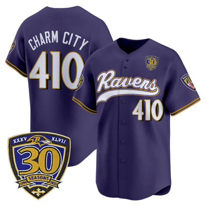 Men's Baltimore Ravens 2025 Vapor Baseball Jersey - 30th Anniversary Patch - All Stitched