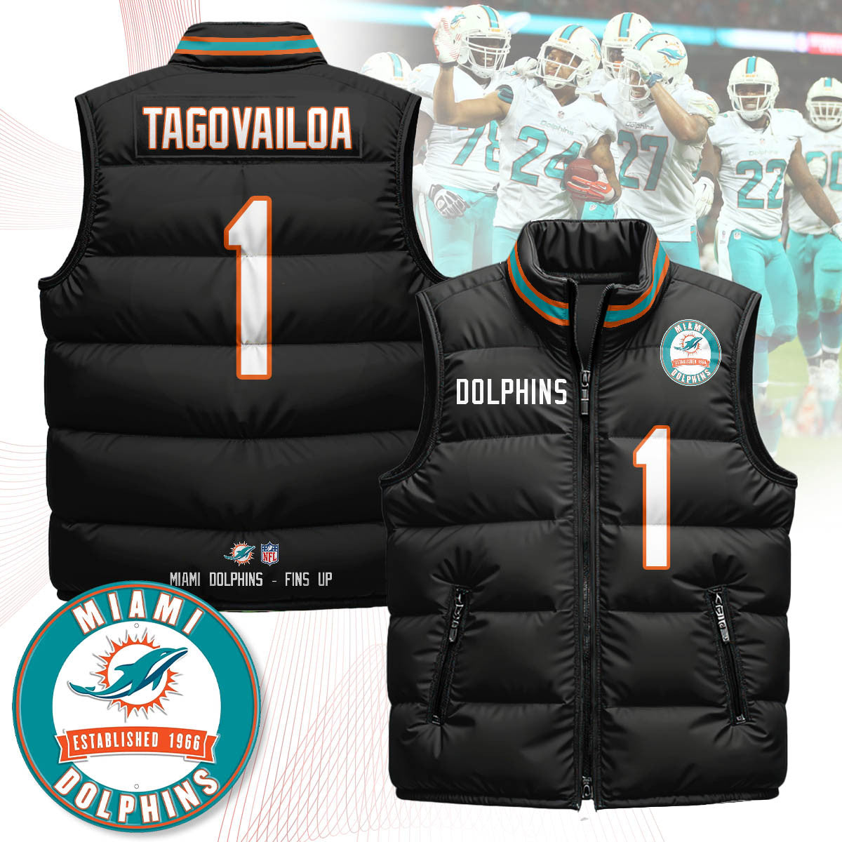 Miami Dolphins Unisex Puffer Vest