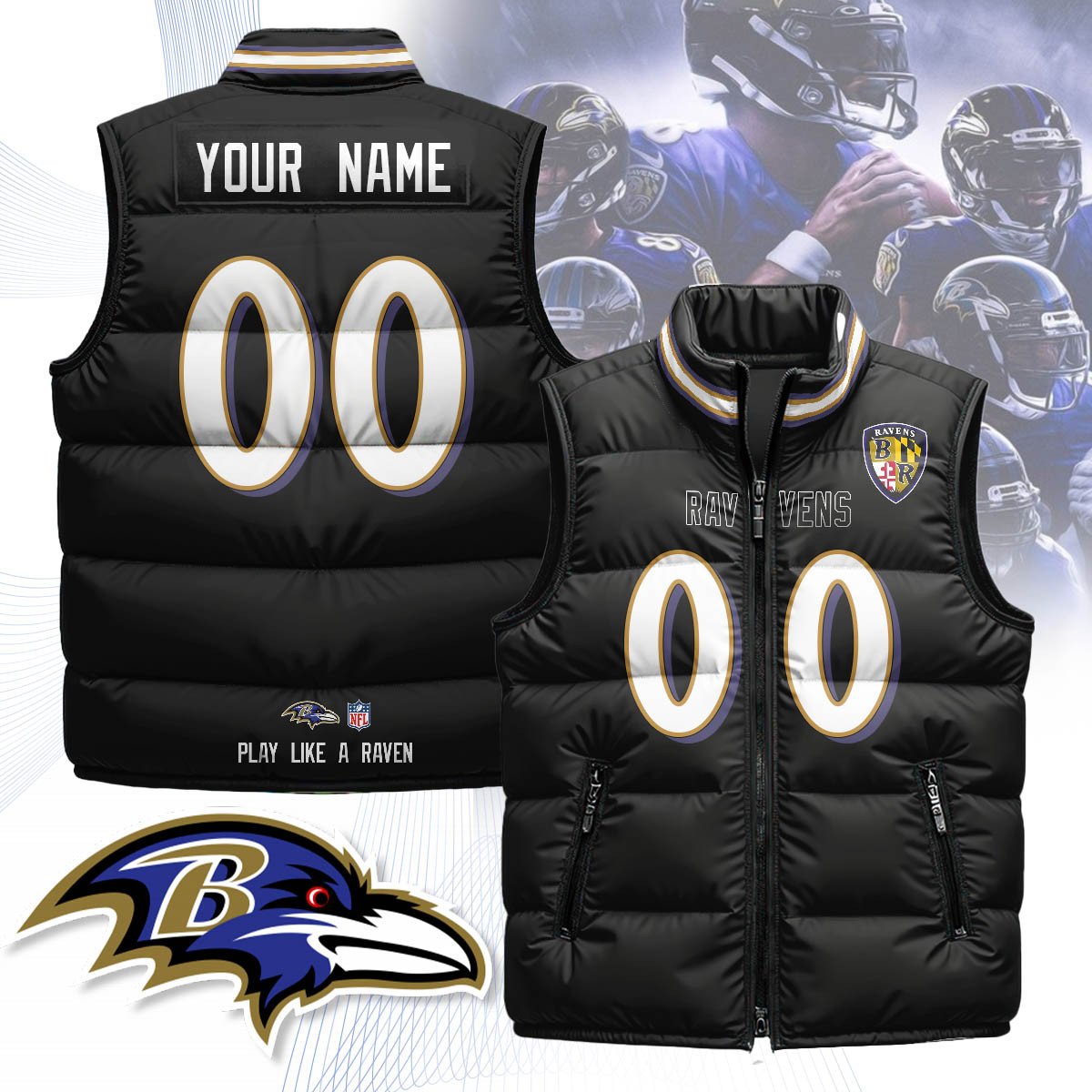 Baltimore Ravens Unisex Puffer Vest