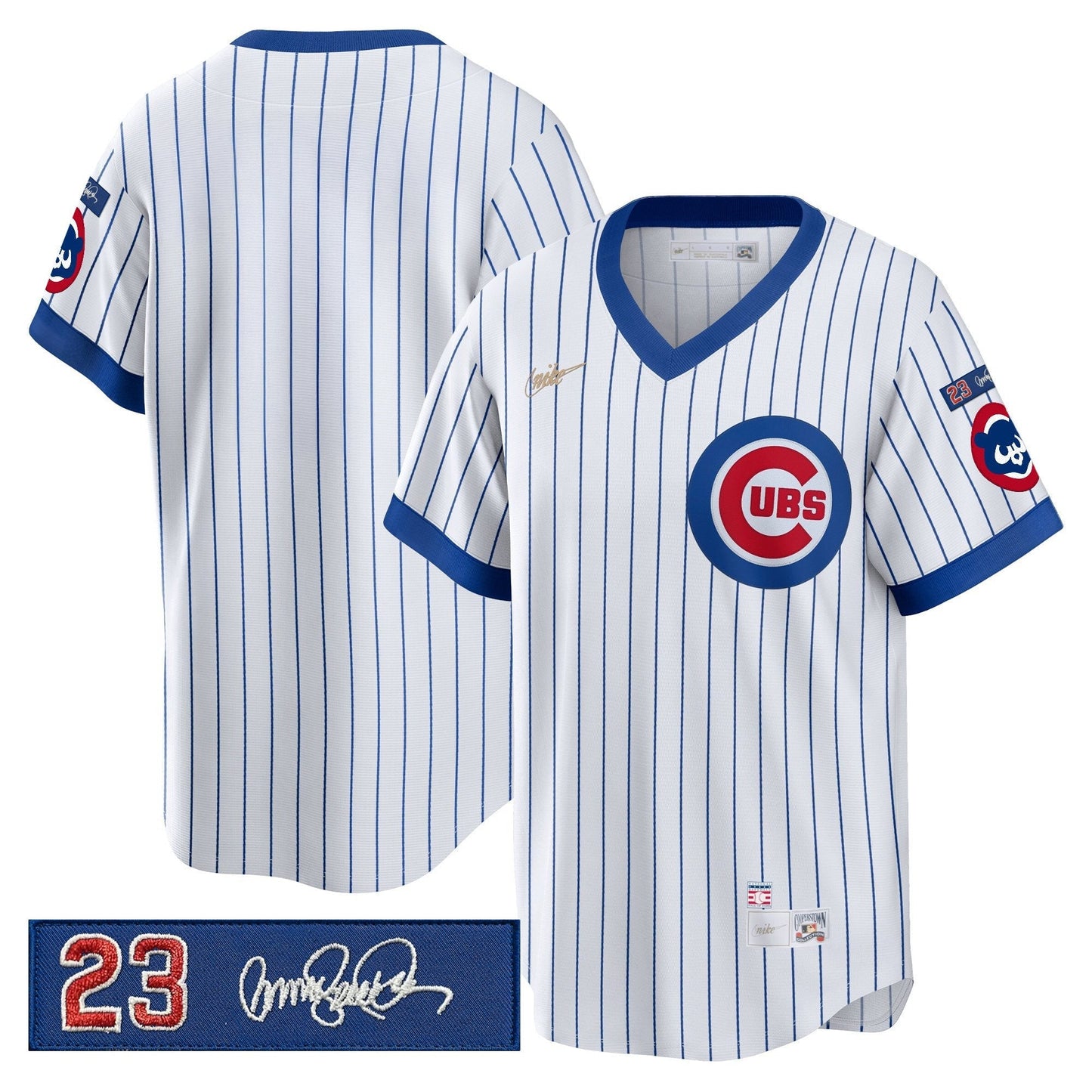 Men's Chicago Cubs 'Ryne Sandberg Tribute Patch' Cooperstown Jersey - All Stitched