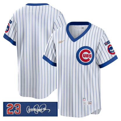Men's Chicago Cubs 'Ryne Sandberg Tribute Patch' Cooperstown Jersey - All Stitched