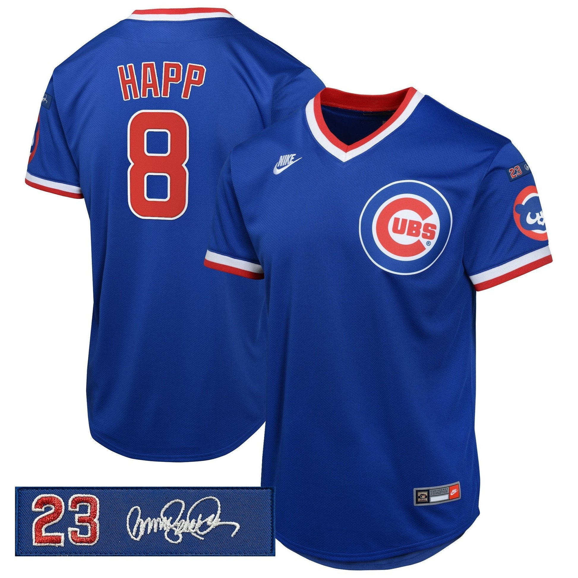 Men's Chicago Cubs 'Ryne Sandberg Tribute Patch' Cooperstown Jersey - All Stitched
