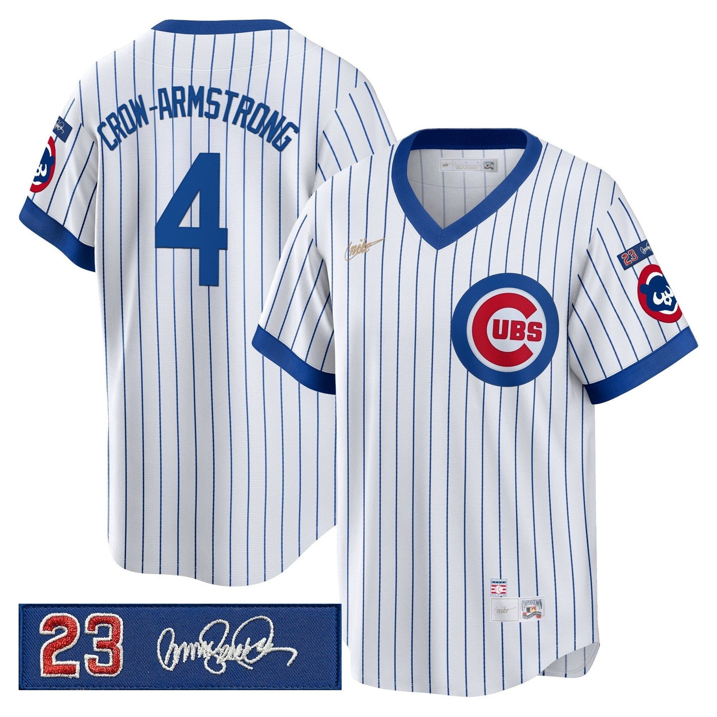 Men's Chicago Cubs 'Ryne Sandberg Tribute Patch' Cooperstown Jersey - All Stitched