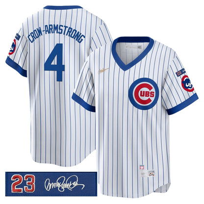 Men's Chicago Cubs 'Ryne Sandberg Tribute Patch' Cooperstown Jersey - All Stitched