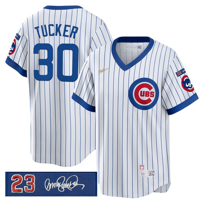 Men's Chicago Cubs 'Ryne Sandberg Tribute Patch' Cooperstown Jersey - All Stitched