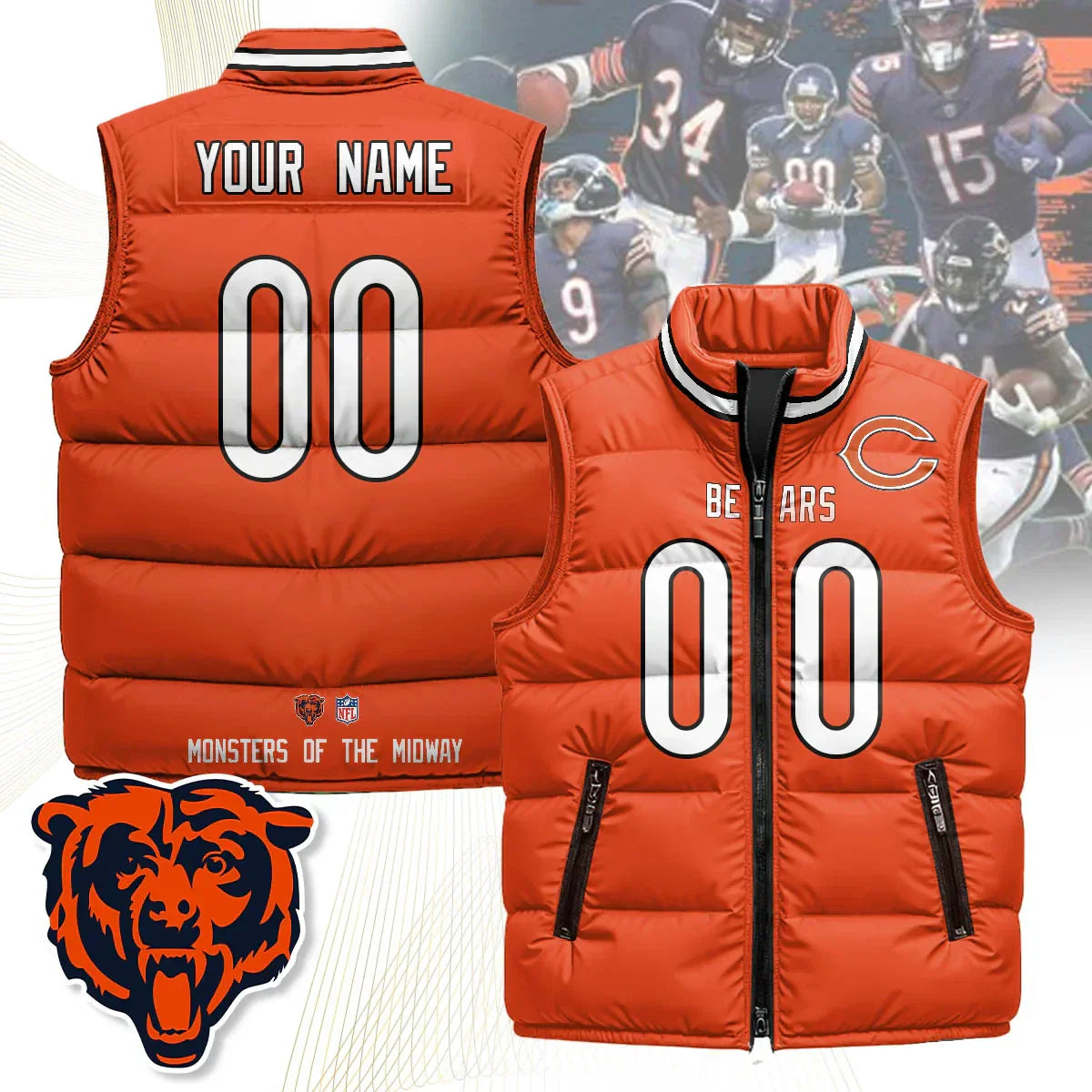 Custom Chicago Bears Unisex Puffer Vest