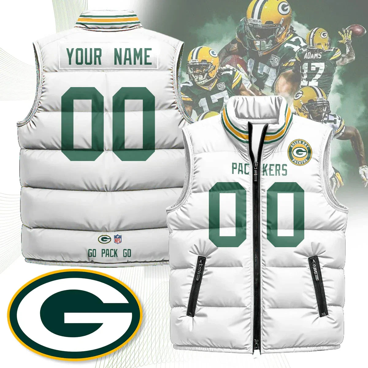 Custom Green Bay Packers Unisex Puffer Vest
