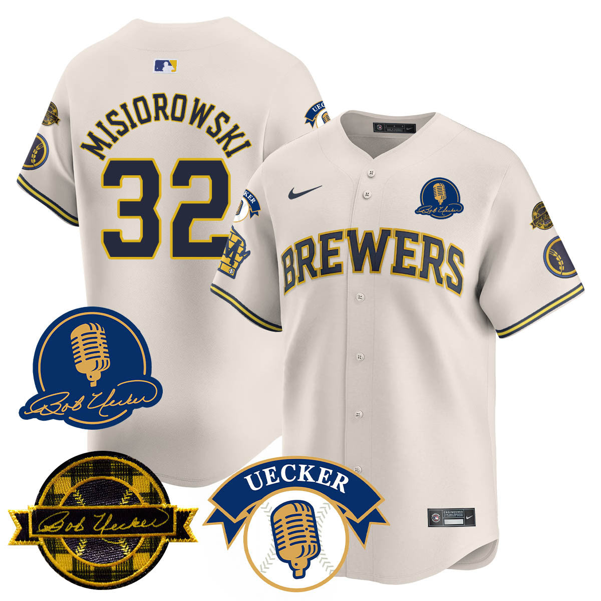 Men's Milwaukee Brewers 2025 Limited Jersey - Bob Uecker Patch - All Stitched