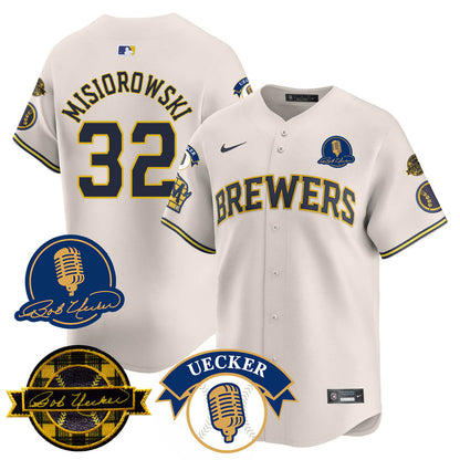 Men's Milwaukee Brewers 2025 Limited Jersey - Bob Uecker Patch - All Stitched