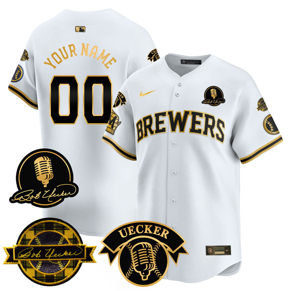 Men's Milwaukee Brewers 2025 Limited Jersey - Bob Uecker Patch - All Stitched