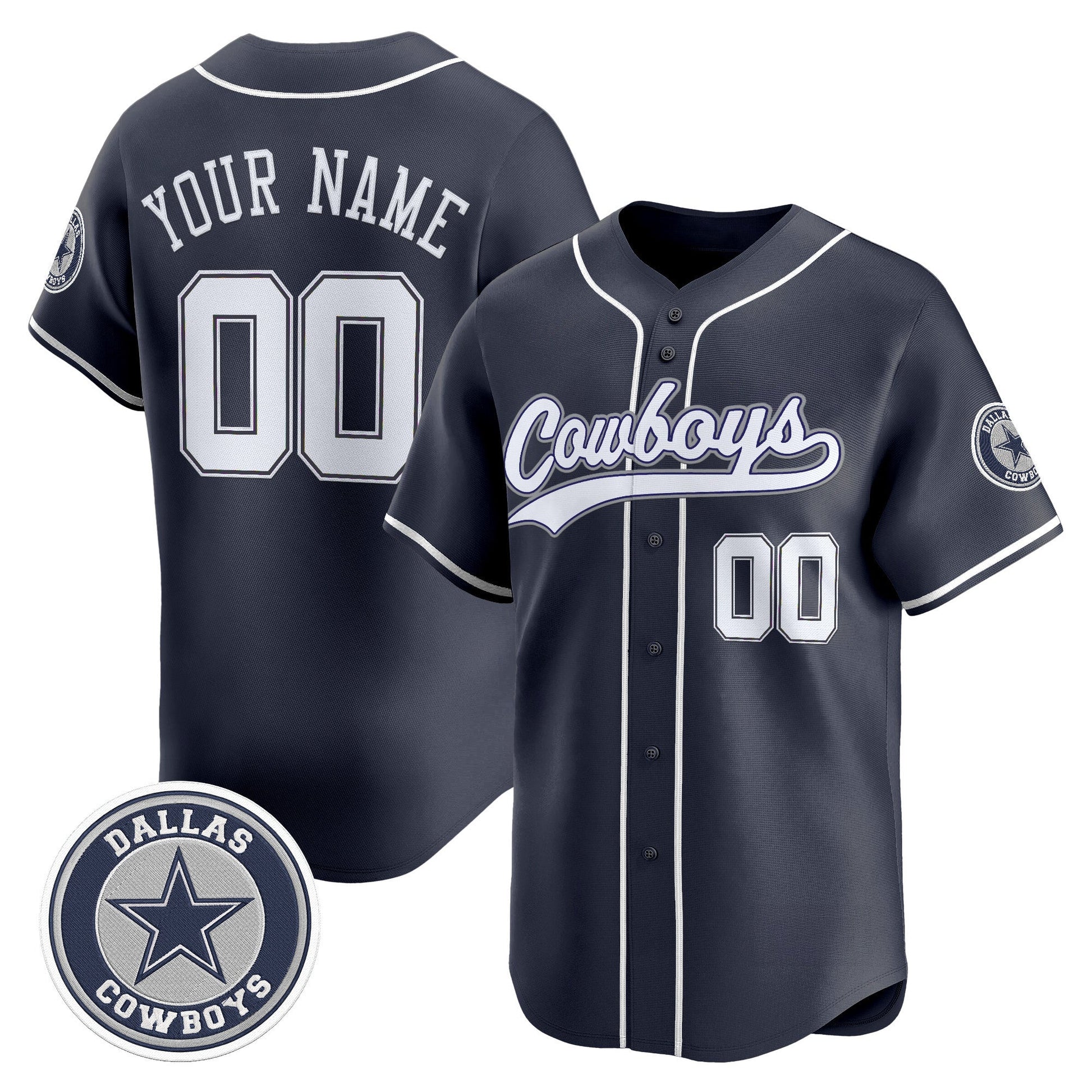 Dallas Cowboys Vapor Baseball Custom Jersey - All Stitched