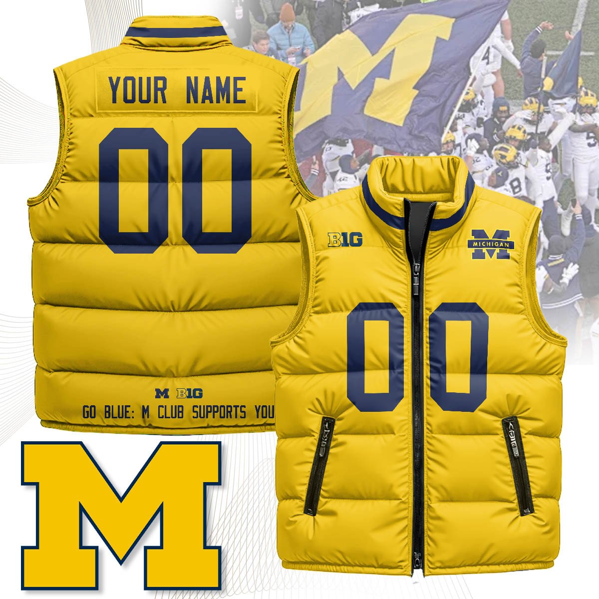 Custom Michigan Wolverines Unisex Puffer Vest