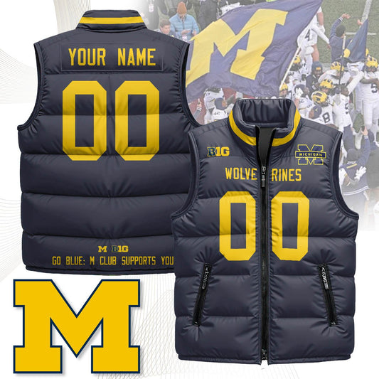 Custom Michigan Wolverines Unisex Puffer Vest