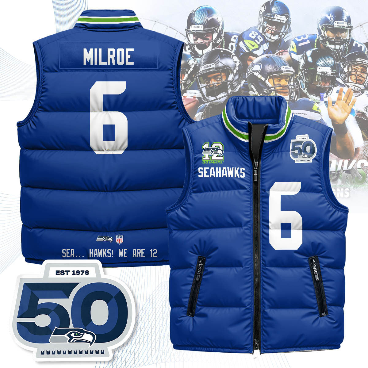Seattle Seahawks Unisex Puffer Vest