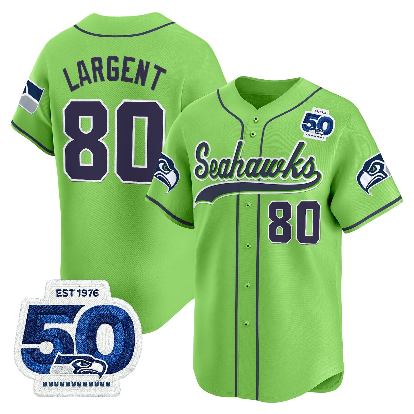 Men's Seattle Seahawks 50th Anniversary Vapor Baseball Jersey - All Stitched