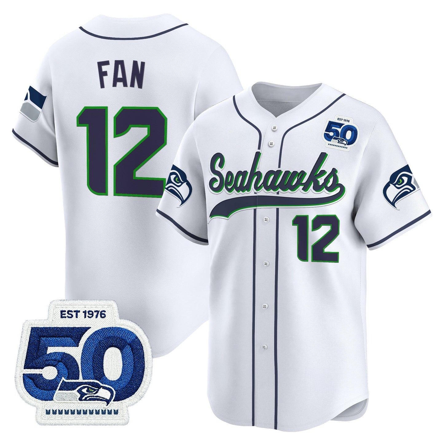 Men's Seattle Seahawks 50th Anniversary Vapor Baseball Jersey - All Stitched