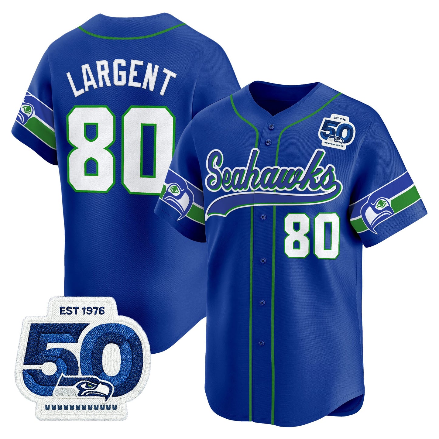 Men's Seattle Seahawks 50th Anniversary Vapor Baseball Jersey - All Stitched
