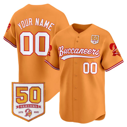 Tampa Bay Buccaneers 50th Season Patch Vapor Baseball Custom Jersey - All Stitched