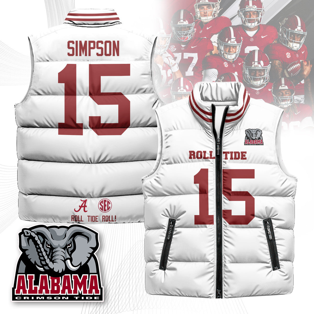 Alabama Crimson Tide Unisex Puffer Vest