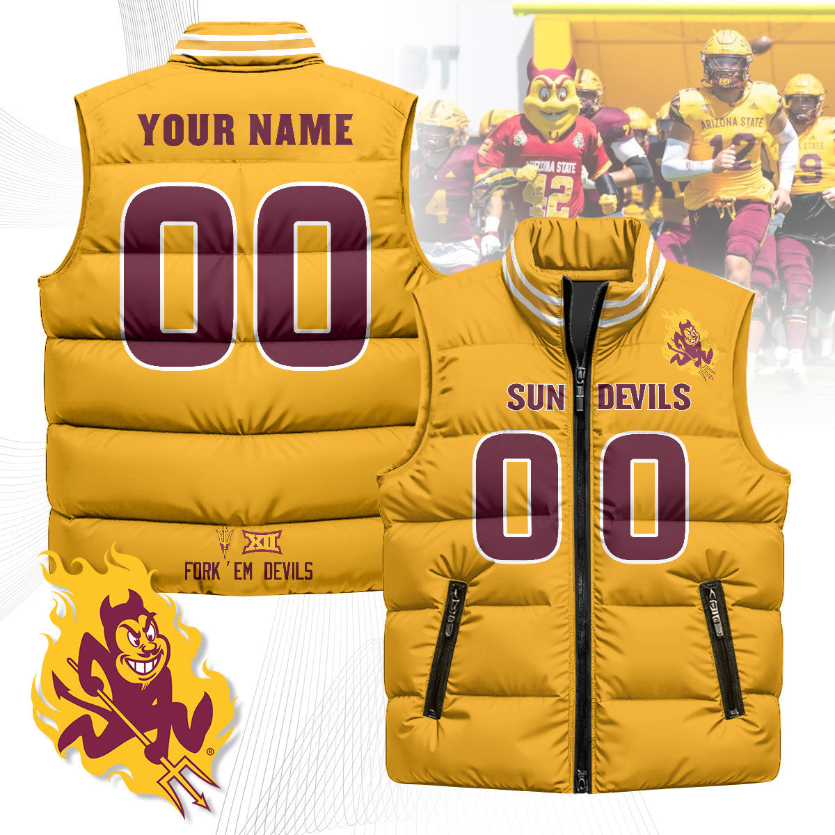Custom Arizona State Sun Devils Unisex Puffer Vest