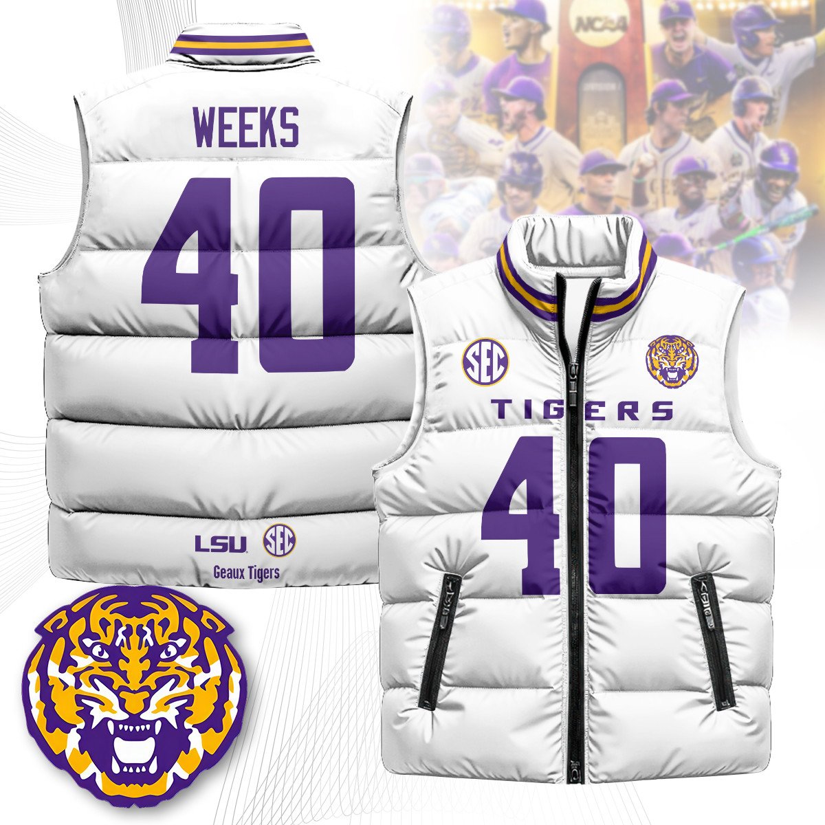LSU Tigers Unisex Puffer Vest