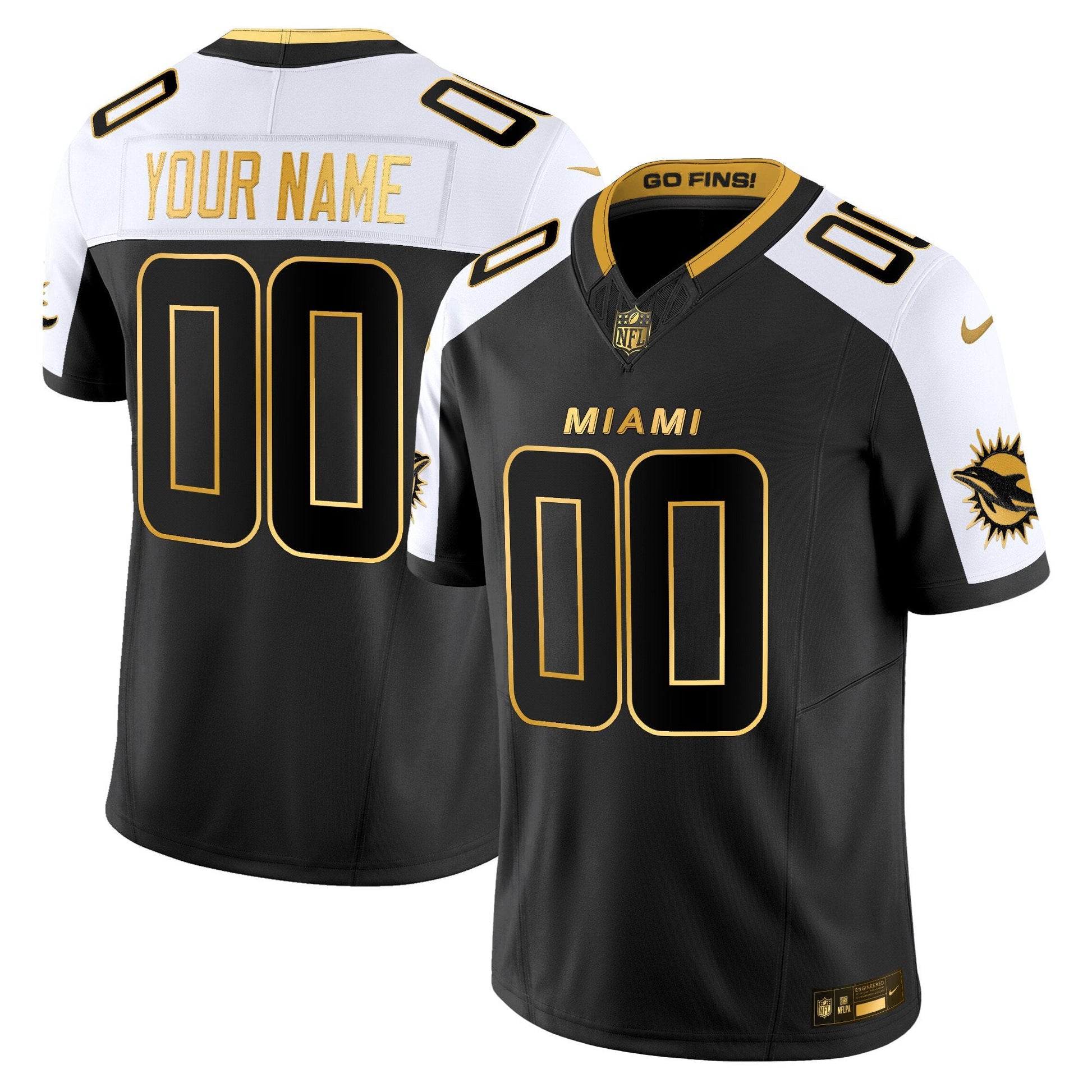Miami Dolphins 2025 "Rivalries" Gold Vapor Limited Custom Jersey - All Stitched