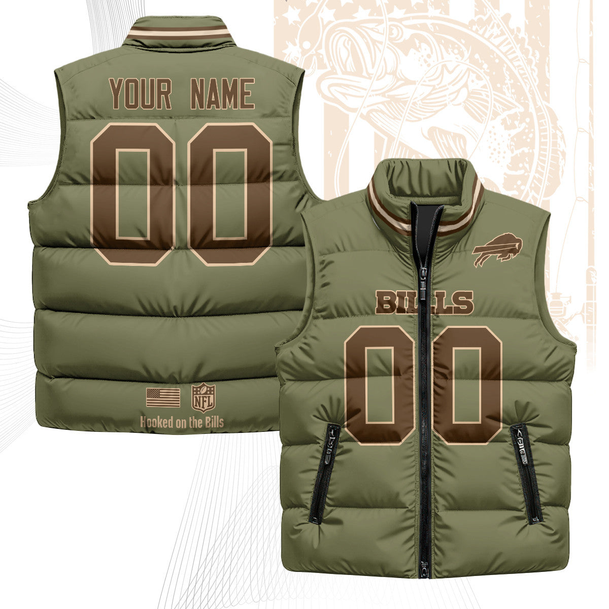 Custom Buffalo Bills Fishing Unisex Puffer Vest