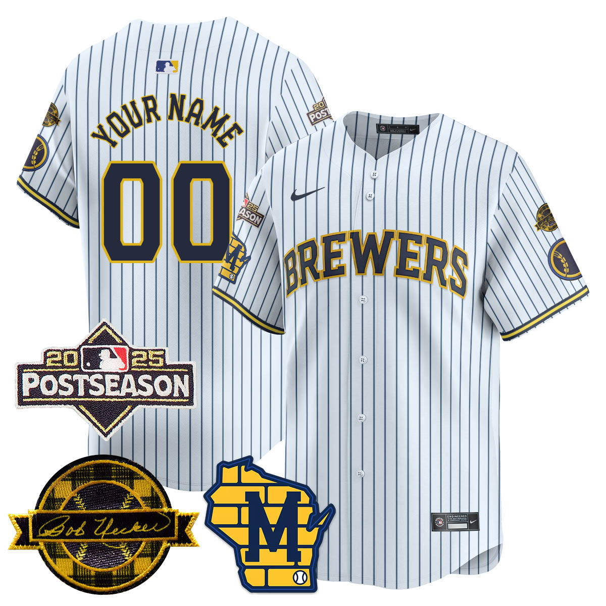 Custom Milwaukee Brewers 2025 Postseason Jersey - All Stitched