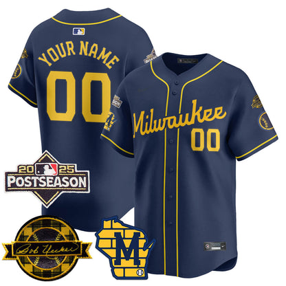 Custom Milwaukee Brewers 2025 Postseason Jersey - All Stitched