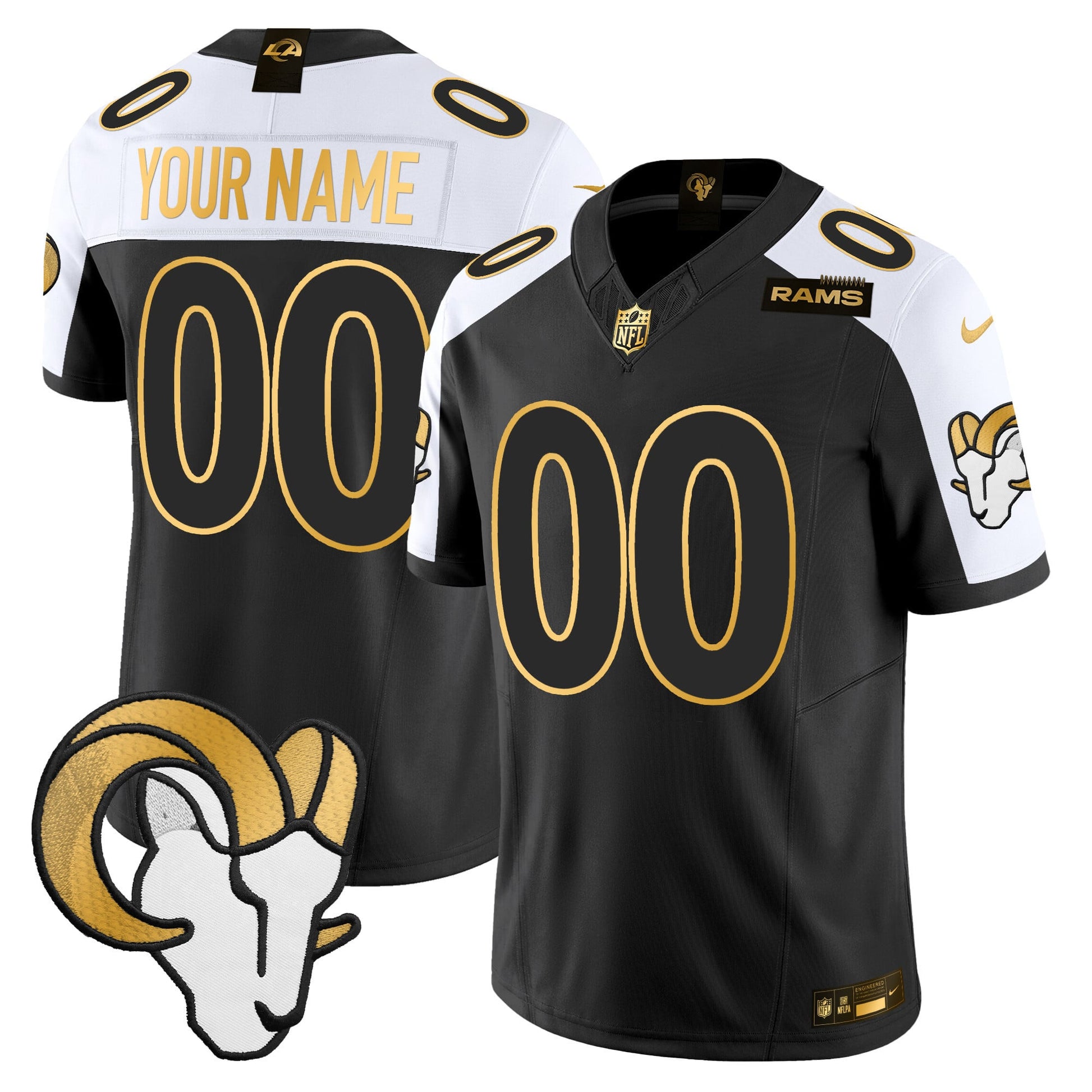 Los Angeles Rams Gold Vapor Limited Custom Jersey - All Stitched