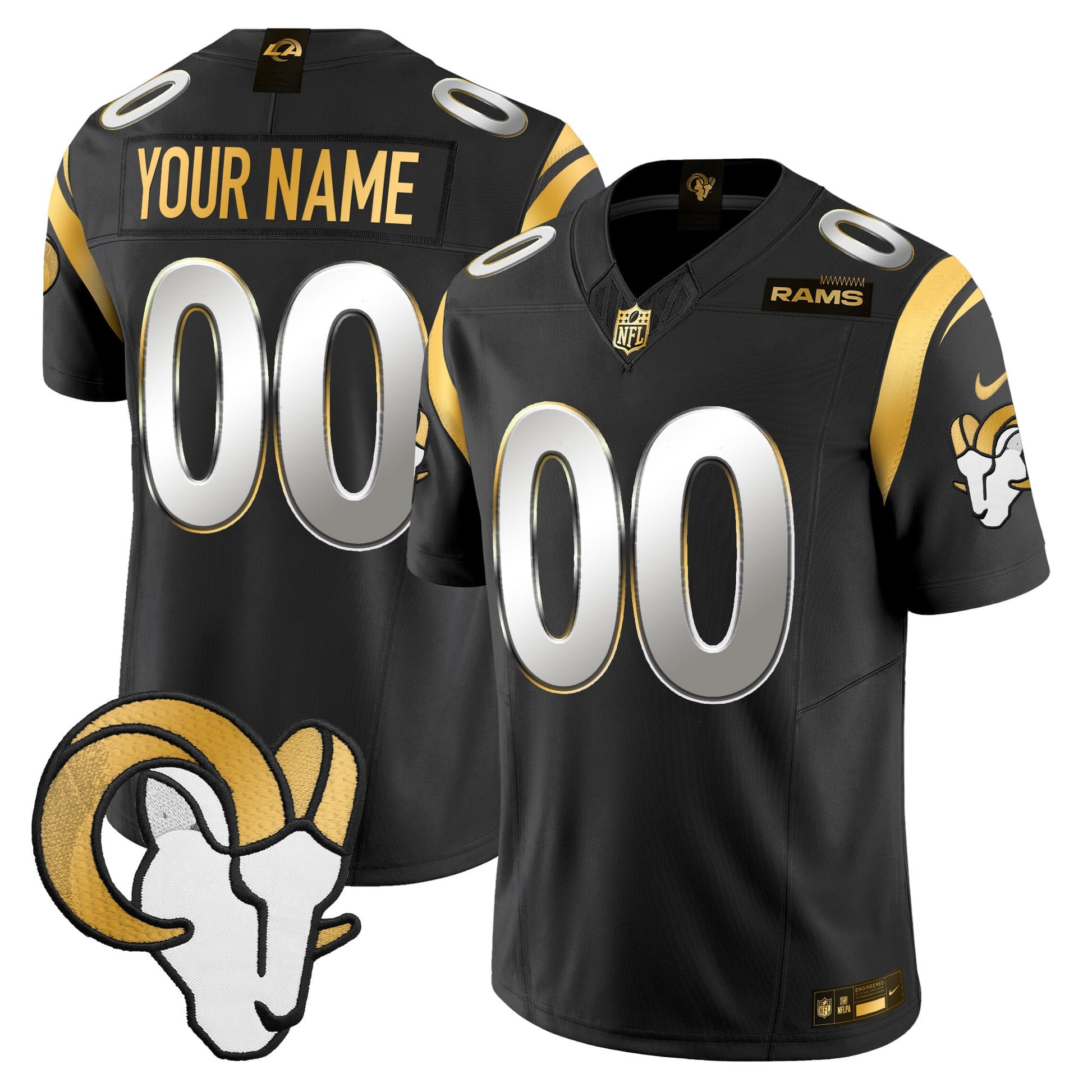 Los Angeles Rams Gold Vapor Limited Custom Jersey - All Stitched