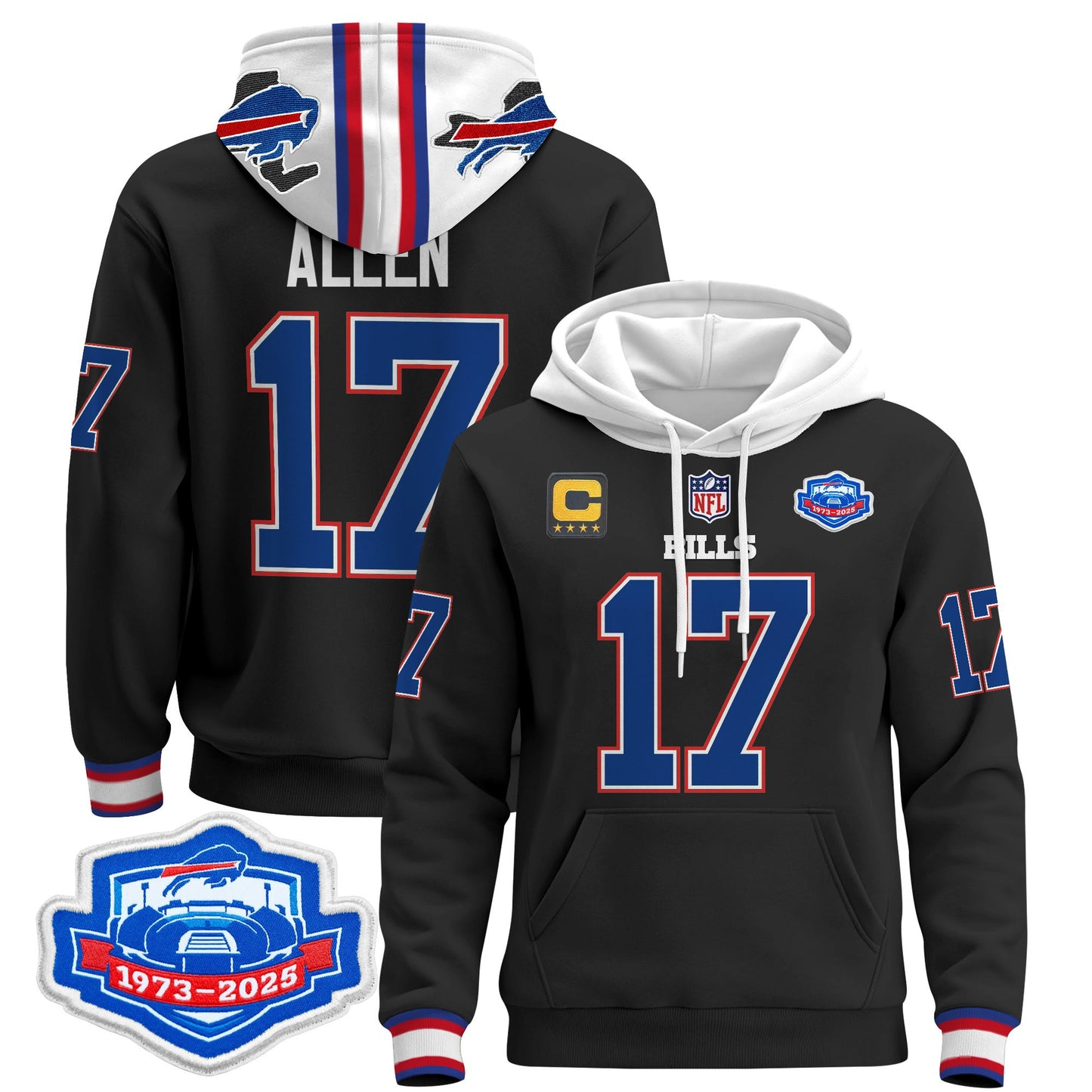 Men's Buffalo Bills 2025 Farewell Season Patch Pullover Hoodie - All Stitched